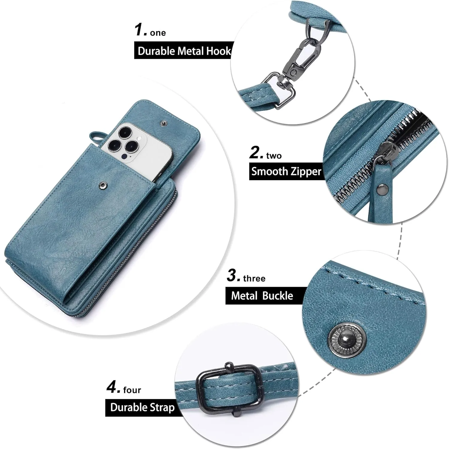 KUKOO Small Crossbody Bags for Women PU Leather Cell Phone Purse Wallet with Credit Card Slots
