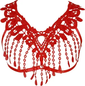 Lace Harness Body Cage Crop Top Bra Sheer Breast Bralette Tassel See Through Lingerie