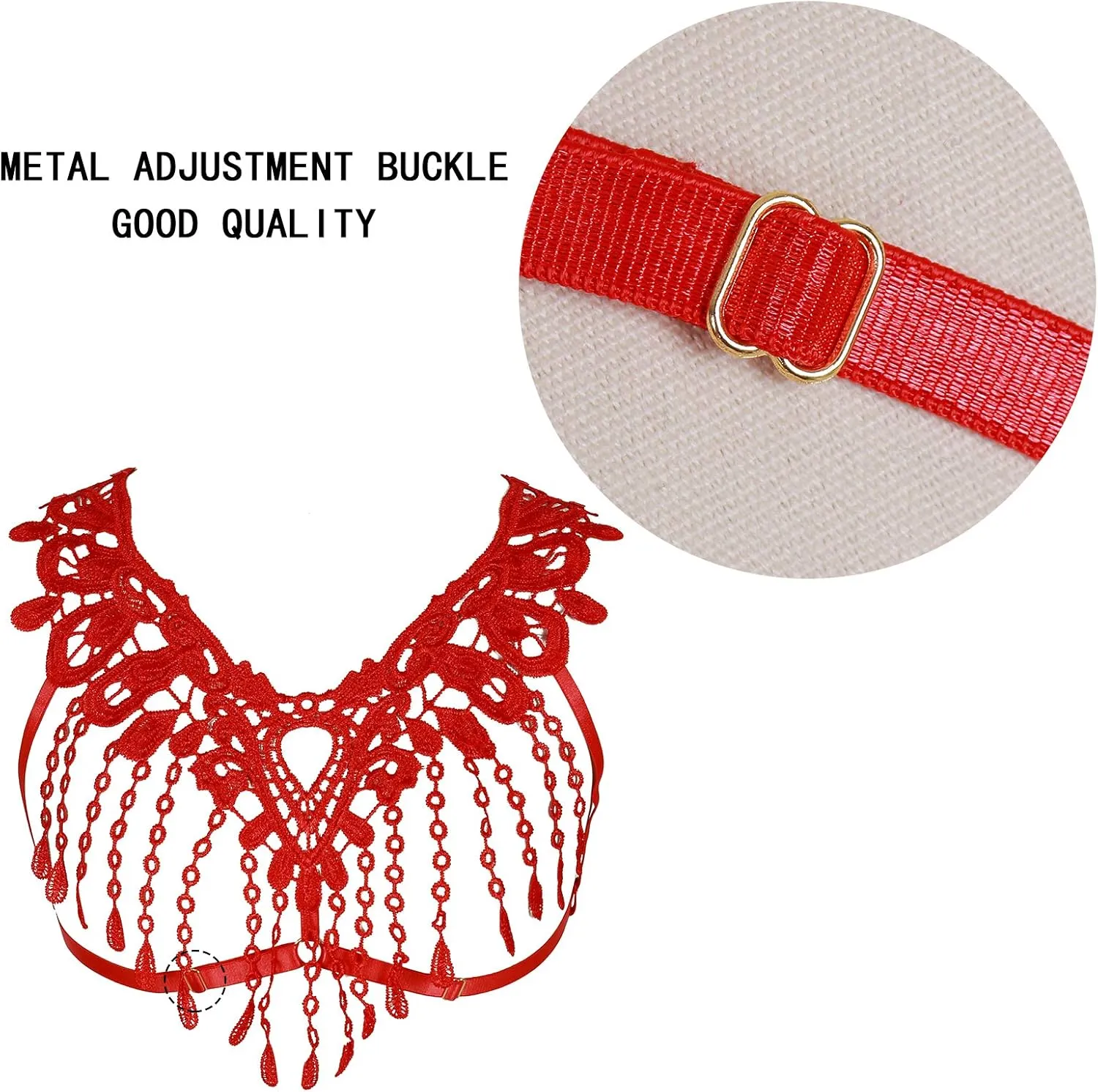 Lace Harness Body Cage Crop Top Bra Sheer Breast Bralette Tassel See Through Lingerie