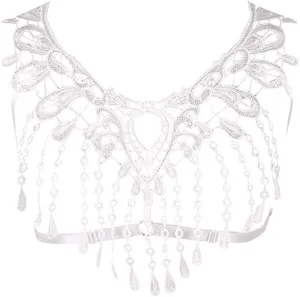 Lace Harness Body Cage Crop Top Bra Sheer Breast Bralette Tassel See Through Lingerie