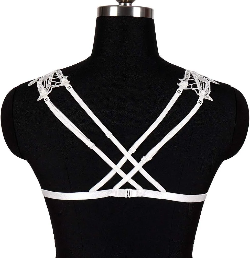 Lace Harness Body Cage Crop Top Bra Sheer Breast Bralette Tassel See Through Lingerie