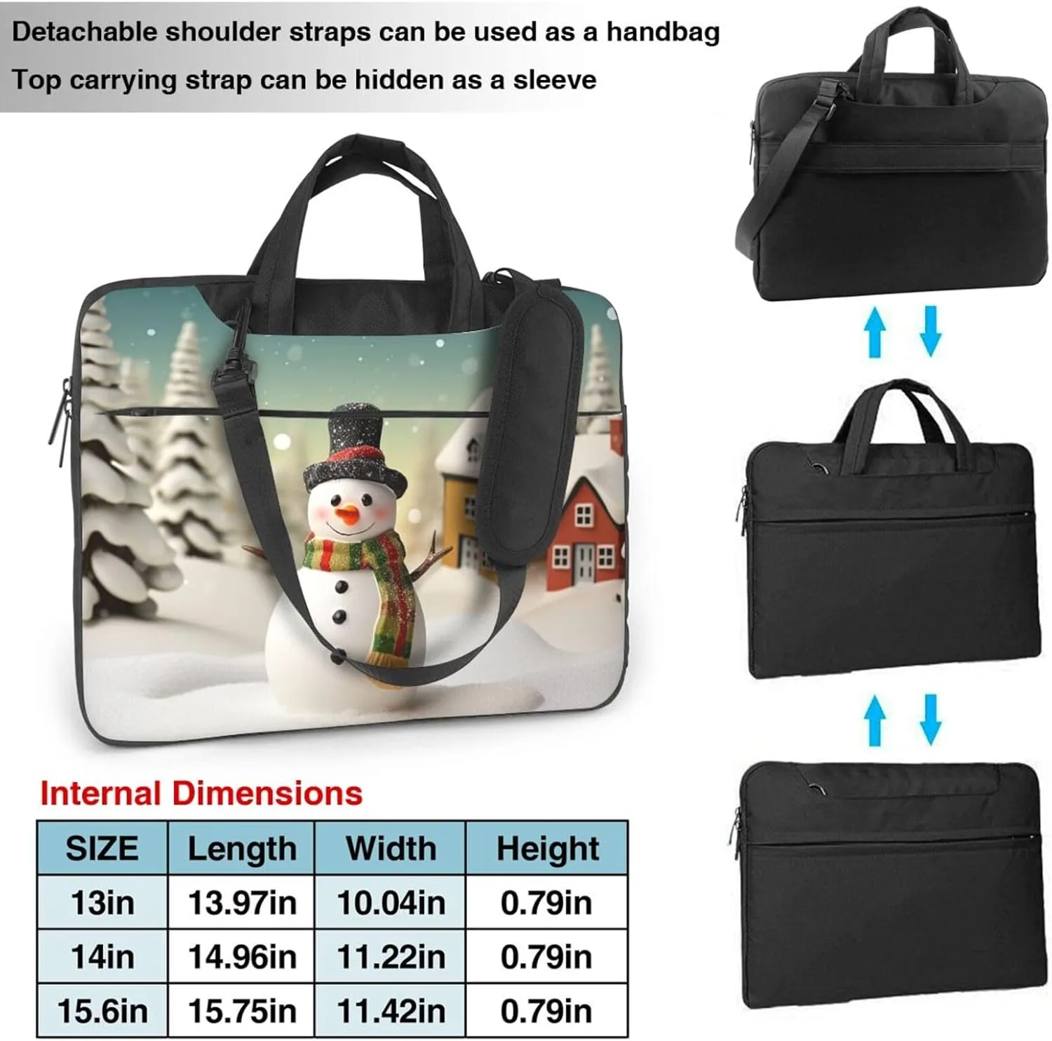 Laptop Tote Bag Men Women Snowman and Village Shoulder Laptop Sleeve Briefcase Messenger Computer Bag