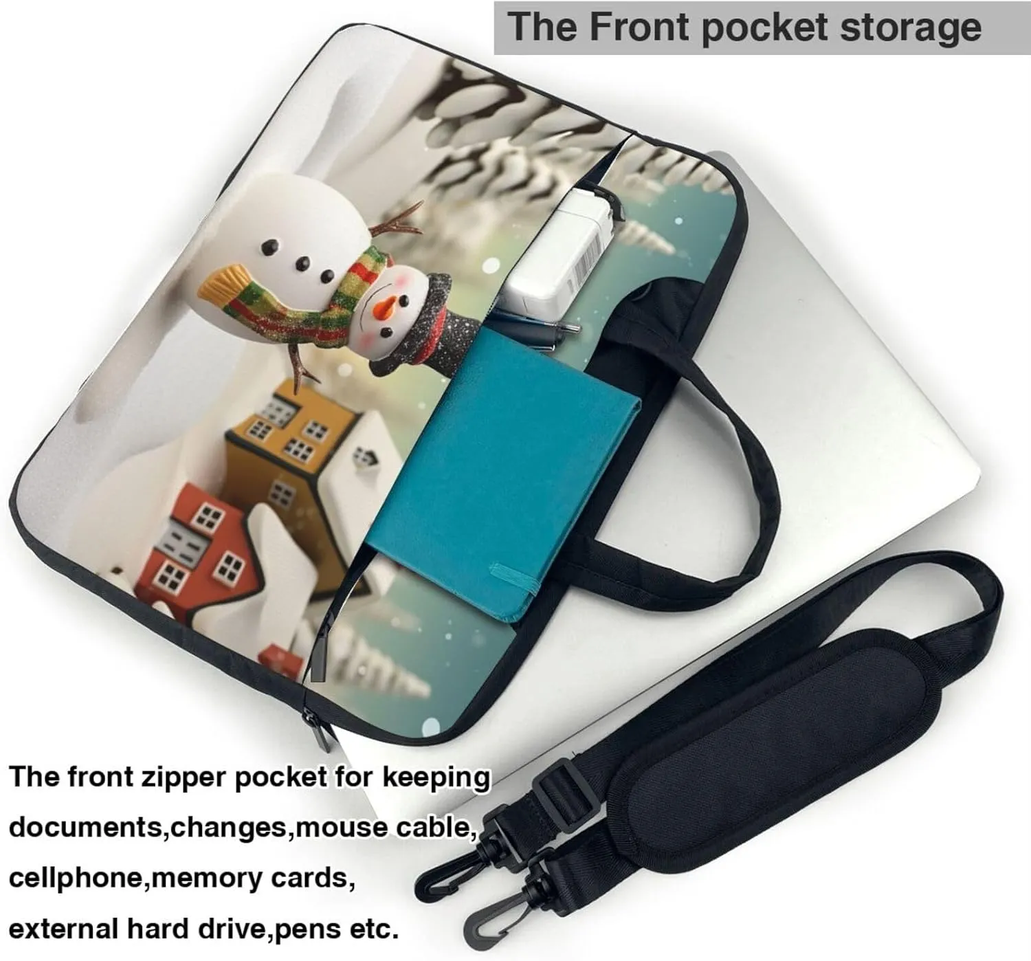 Laptop Tote Bag Men Women Snowman and Village Shoulder Laptop Sleeve Briefcase Messenger Computer Bag