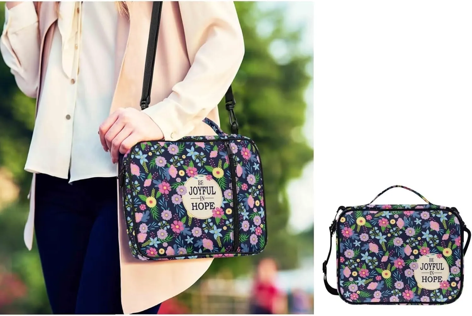 Large Bible Bag Bible Case for Women Bible Cover Case Bible Covers with Shoulder Strap Church Bag Christian Print
