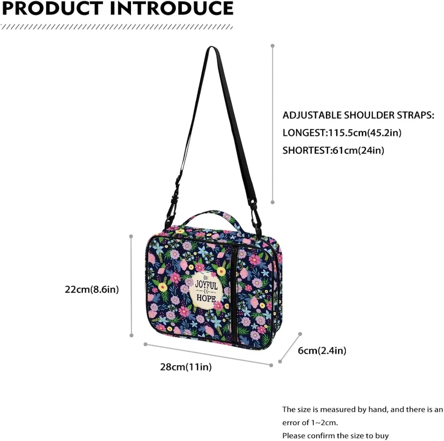 Large Bible Bag Bible Case for Women Bible Cover Case Bible Covers with Shoulder Strap Church Bag Christian Print