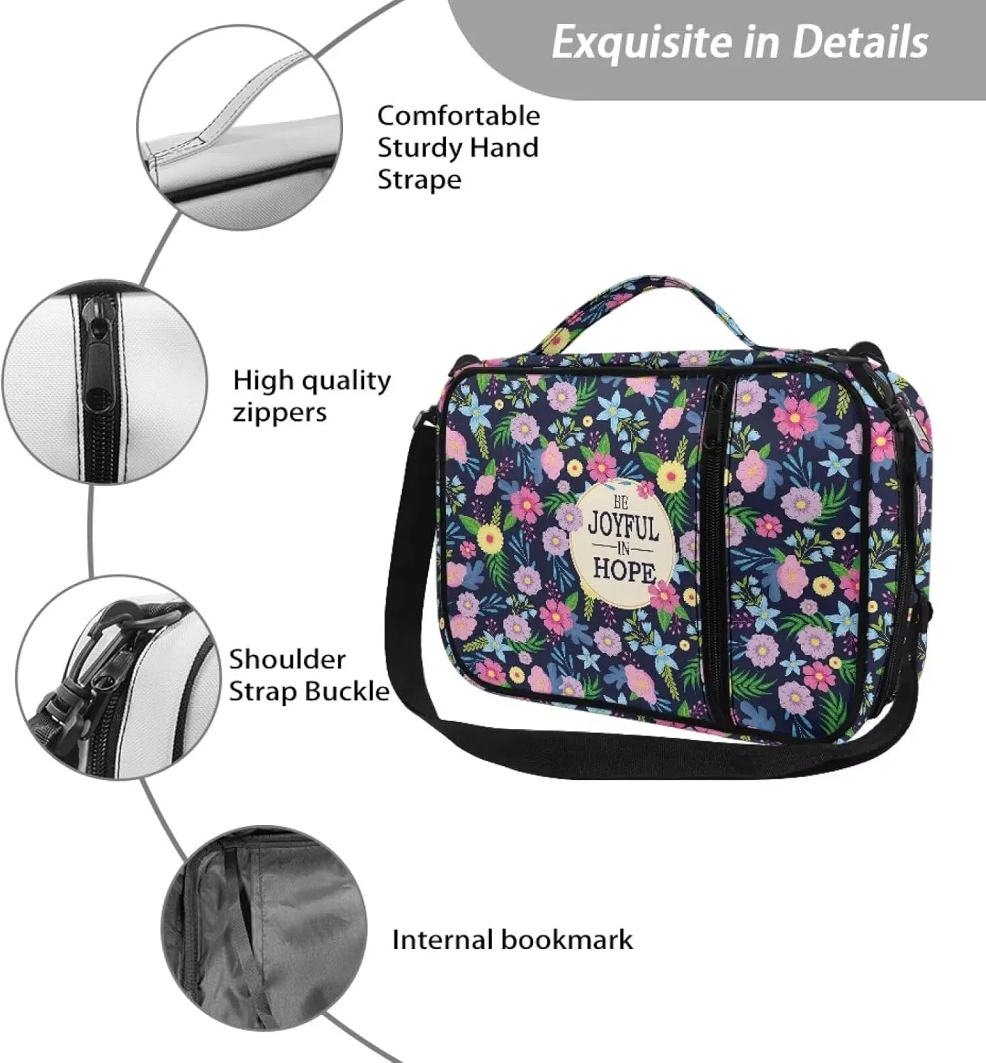 Large Bible Bag Bible Case for Women Bible Cover Case Bible Covers with Shoulder Strap Church Bag Christian Print