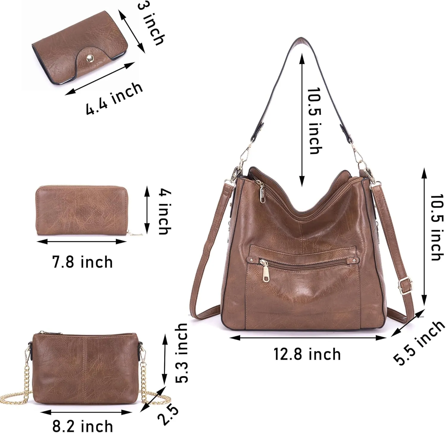Large Crossbody Purses Set For Women Shoulder Tote Handbags Ladies Hobo Bags With Matching Wallet 4PCS