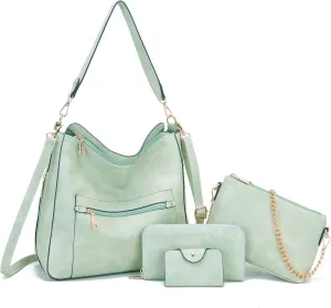 Large Crossbody Purses Set For Women Shoulder Tote Handbags Ladies Hobo Bags With Matching Wallet 4PCS
