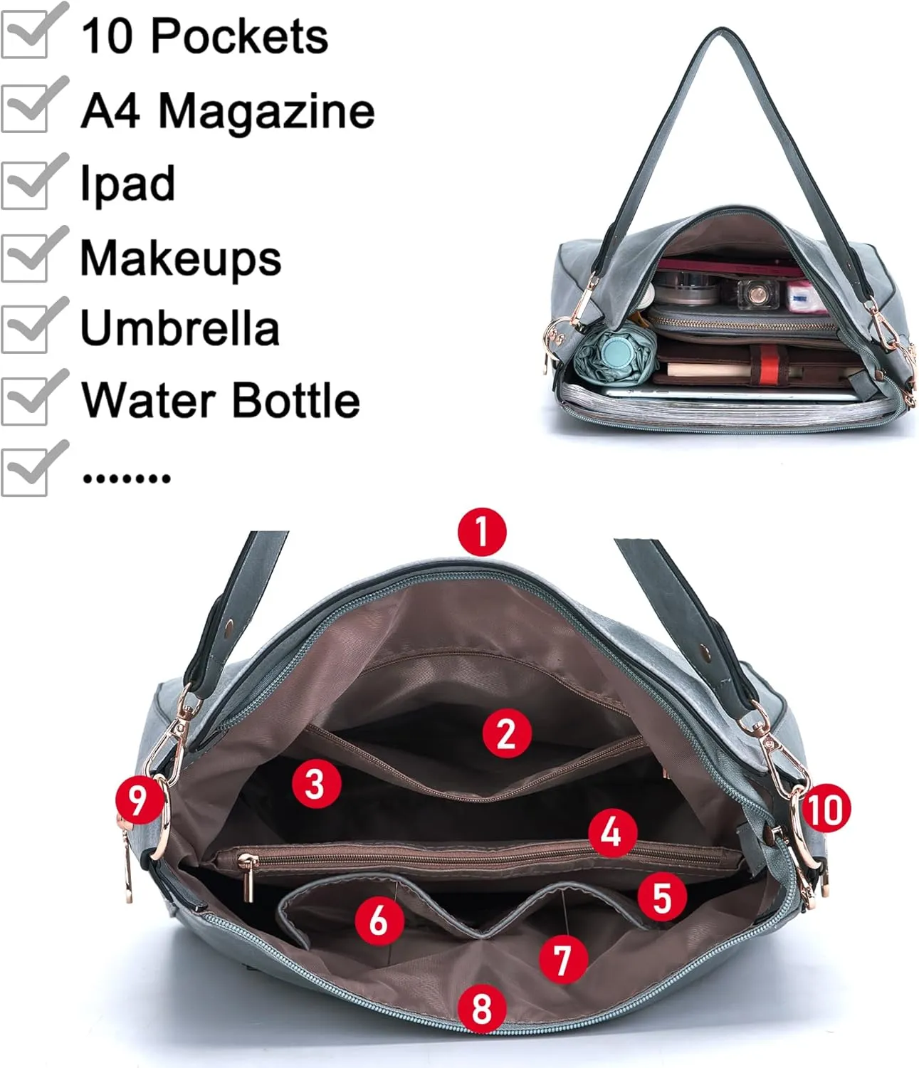 Large Crossbody Purses Set For Women Shoulder Tote Handbags Ladies Hobo Bags With Matching Wallet 4PCS