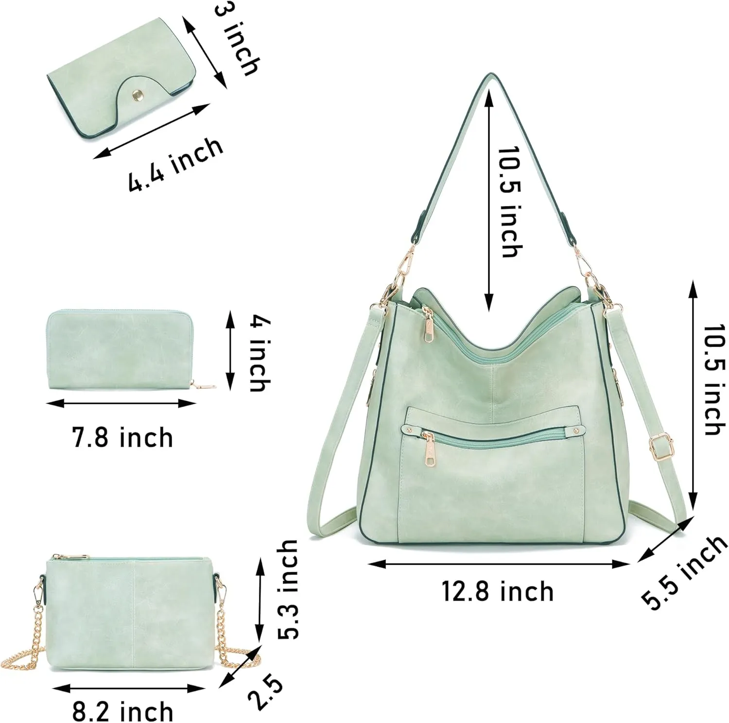 Large Crossbody Purses Set For Women Shoulder Tote Handbags Ladies Hobo Bags With Matching Wallet 4PCS