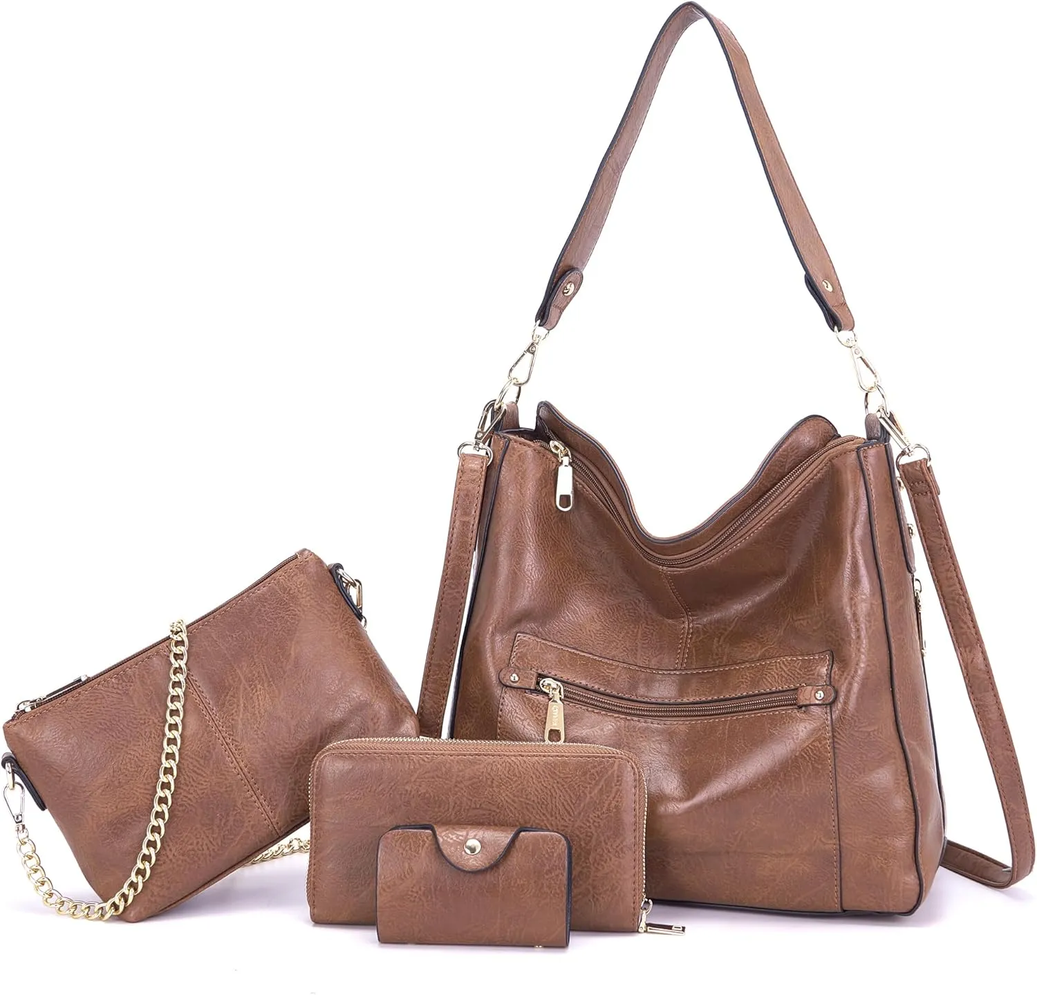 Large Crossbody Purses Set For Women Shoulder Tote Handbags Ladies Hobo Bags With Matching Wallet 4PCS