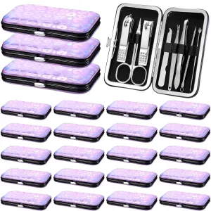 Lasnten 24 Set Manicure Set Bulk Nail Clippers Grooming Nail Kit Stainless Steel Professional Pedicure Kit Pedicure Tools with Travel Case Gifts for Men Women Personal(8 in 1,Laser)