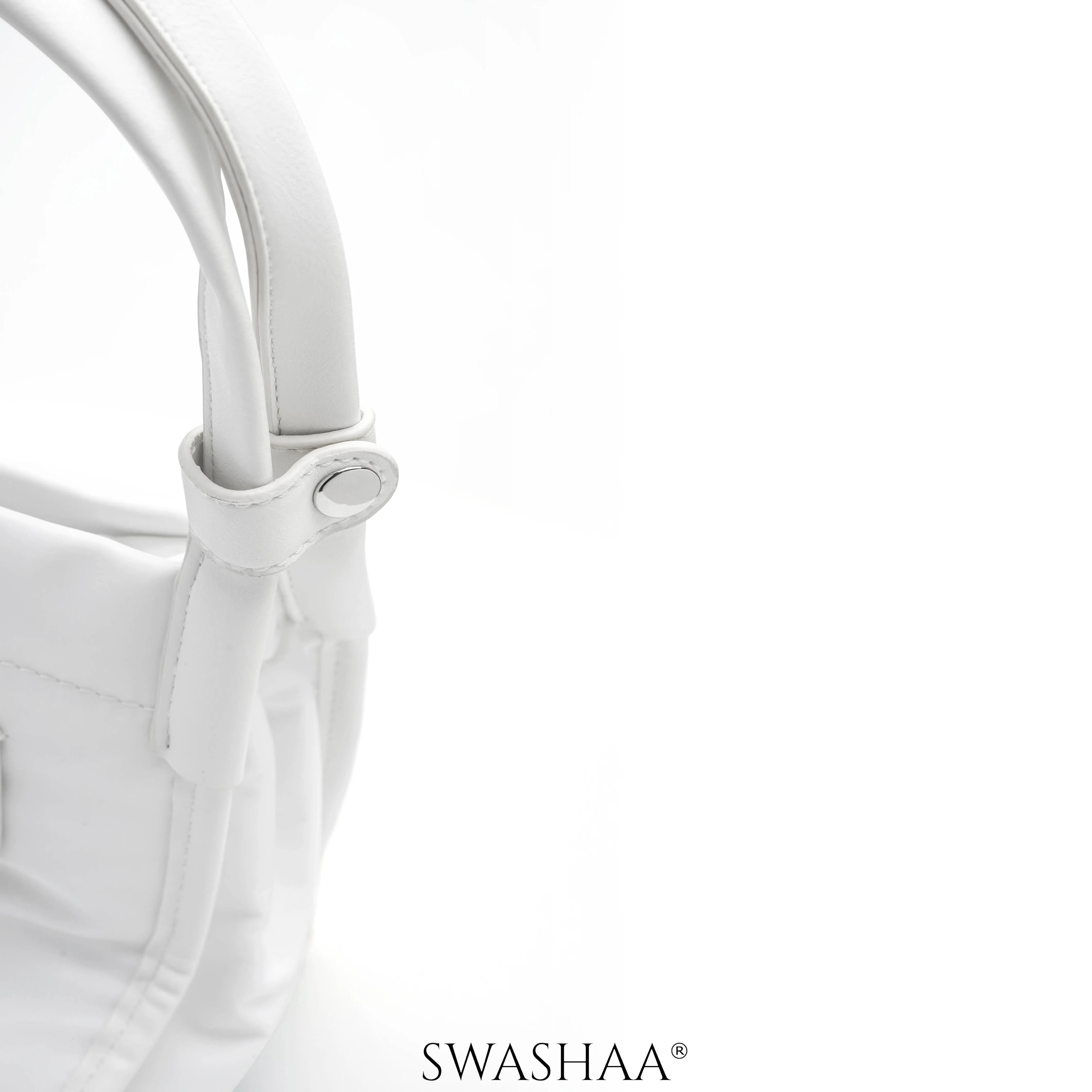 Laura White Nylon Hand Bag