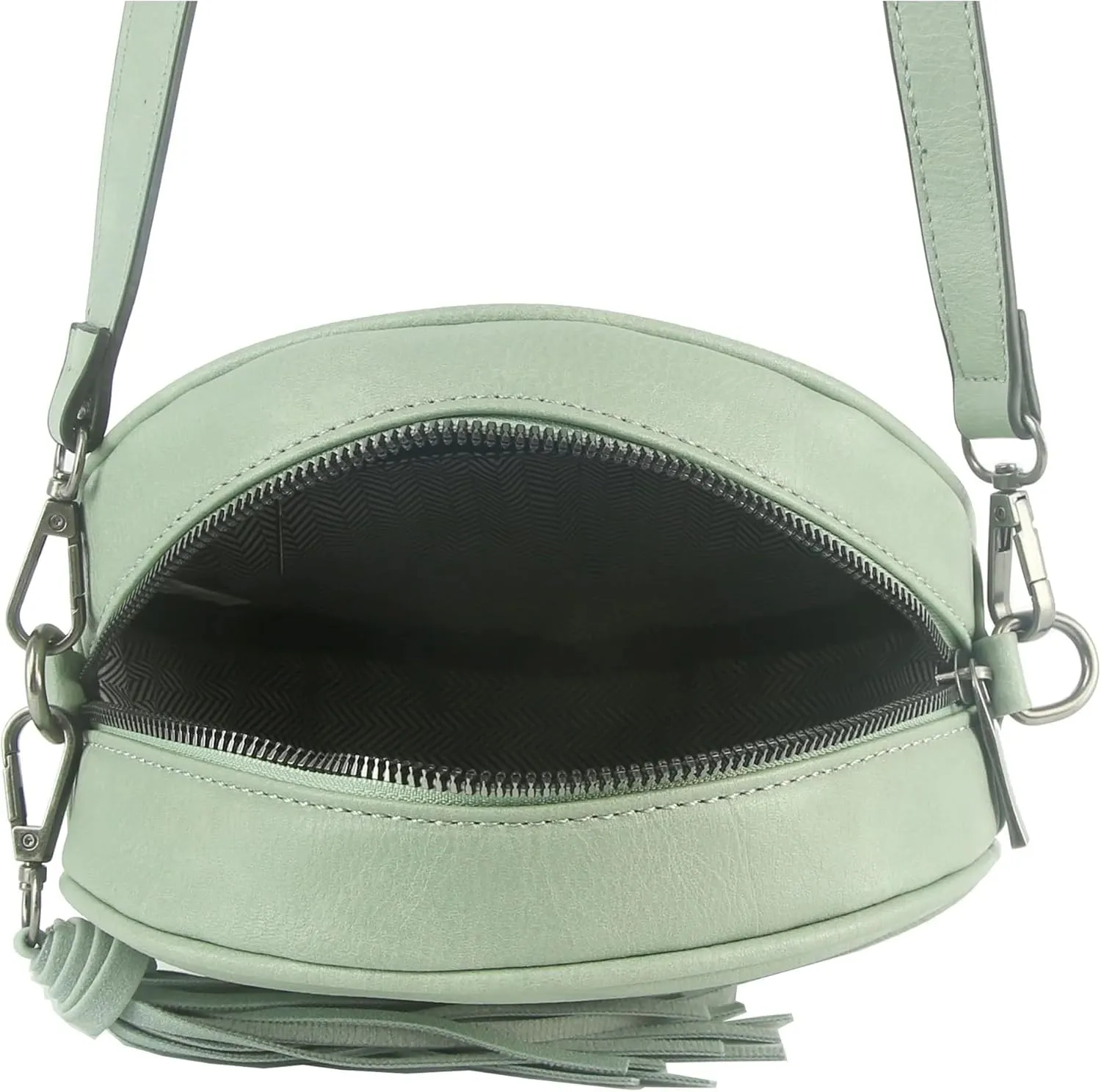 Le Miel Mini Round Tassel Charm Vegan Leather Crossbody Shoulder Sling Bag for Women