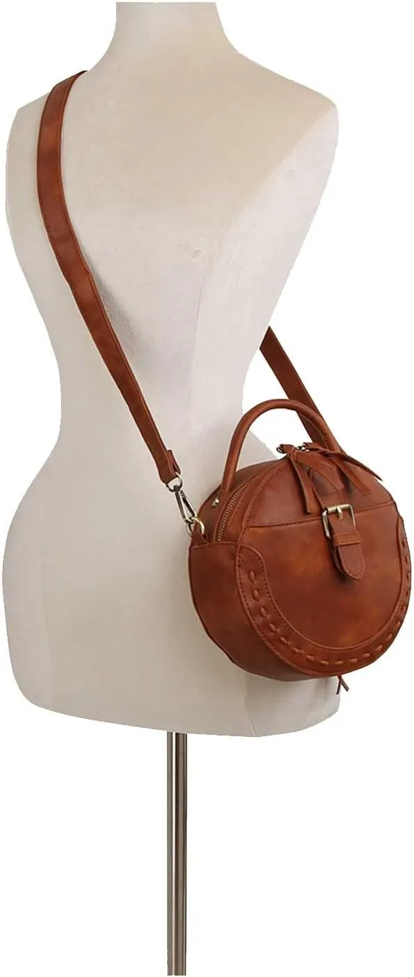 Le Miel Mini Round Tassel Charm Vegan Leather Crossbody Shoulder Sling Bag for Women