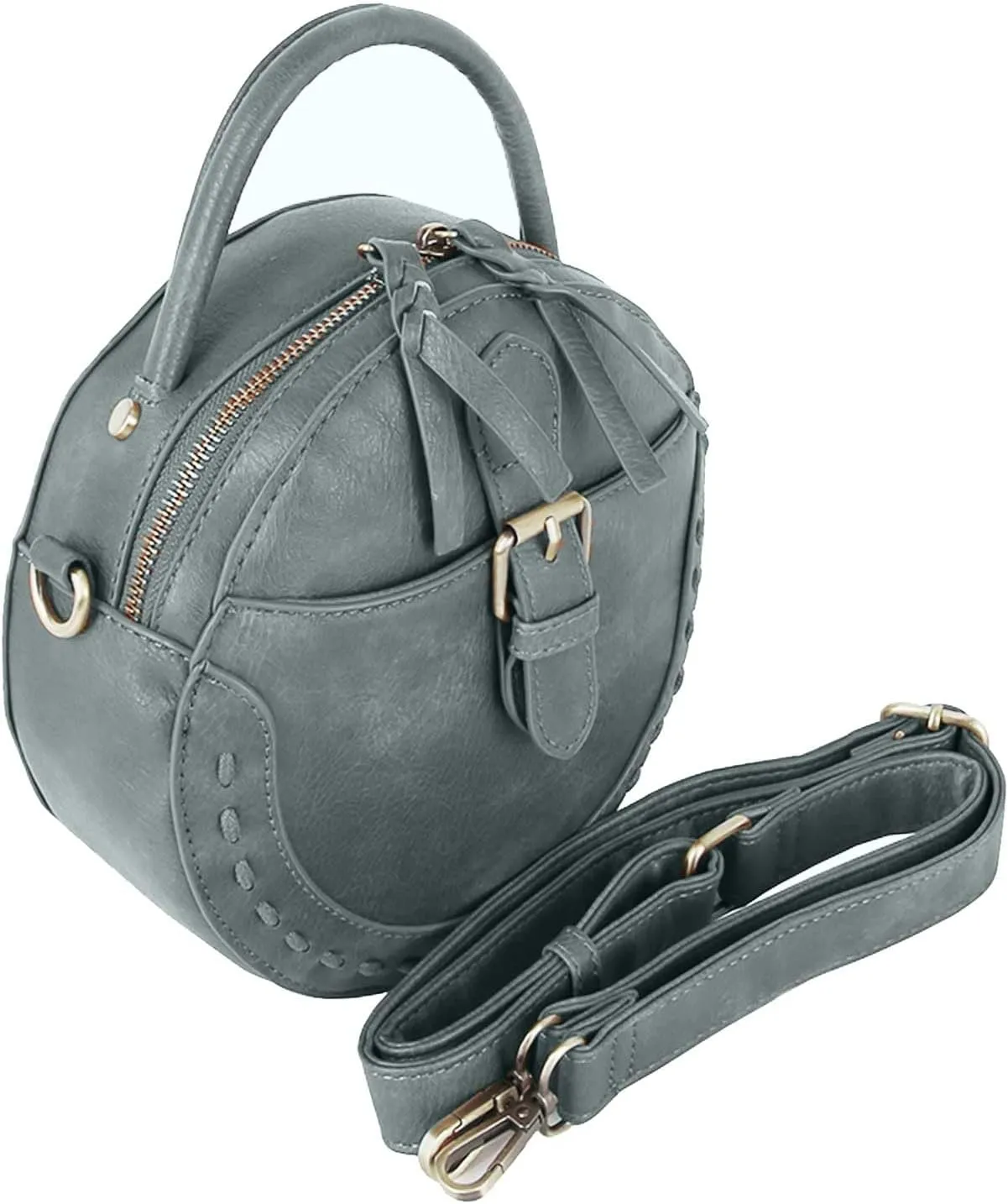 Le Miel Mini Round Tassel Charm Vegan Leather Crossbody Shoulder Sling Bag for Women