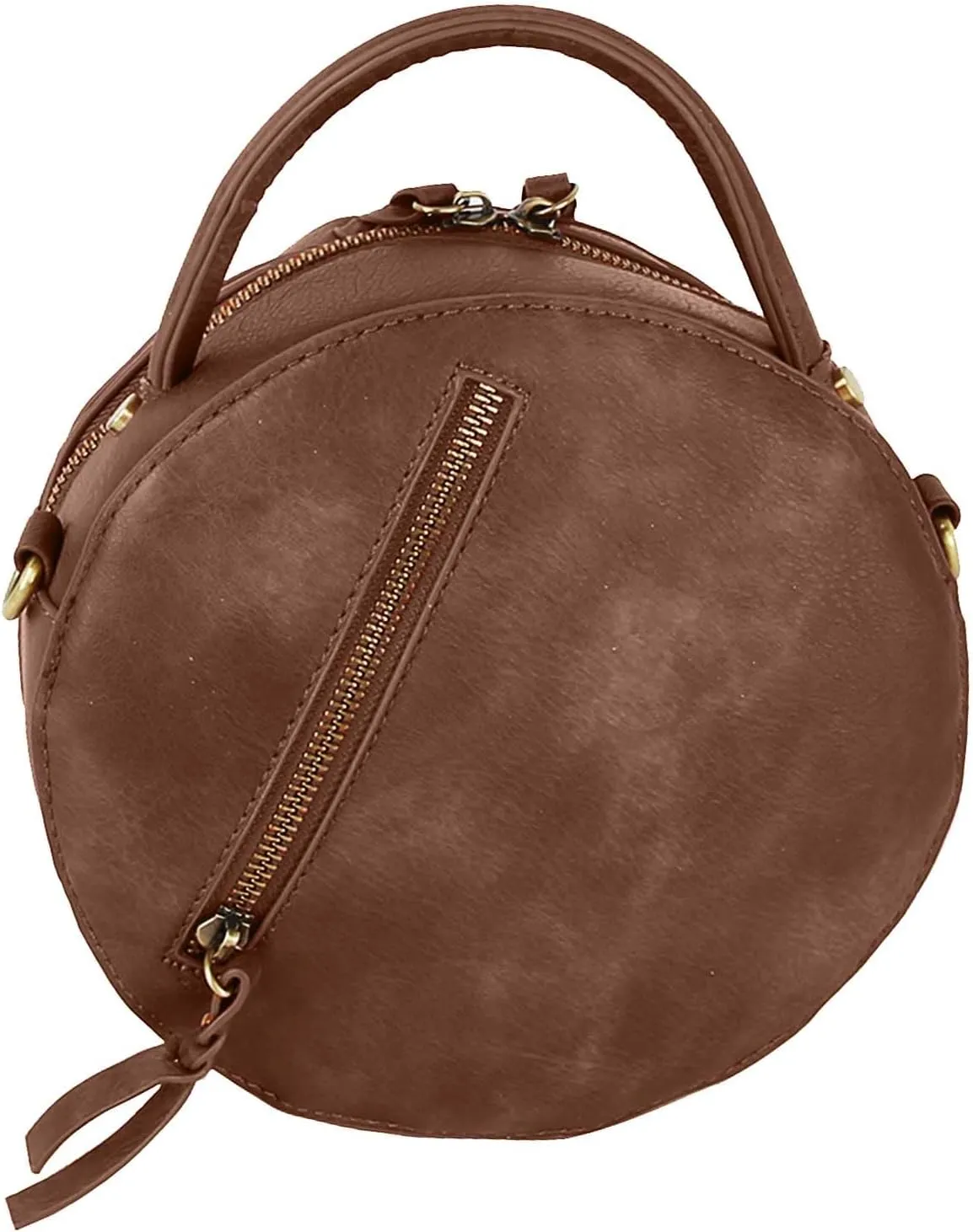 Le Miel Mini Round Tassel Charm Vegan Leather Crossbody Shoulder Sling Bag for Women