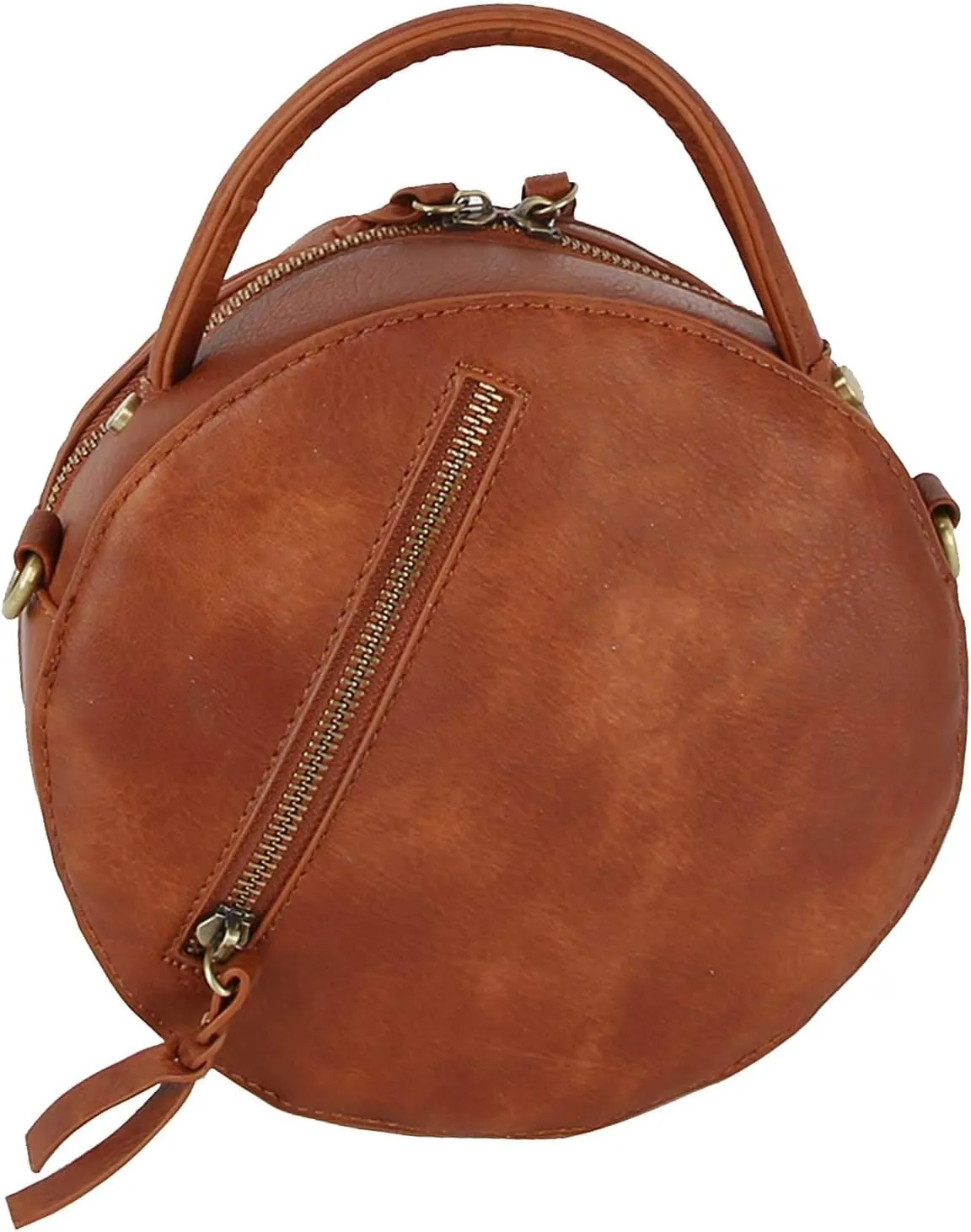 Le Miel Mini Round Tassel Charm Vegan Leather Crossbody Shoulder Sling Bag for Women