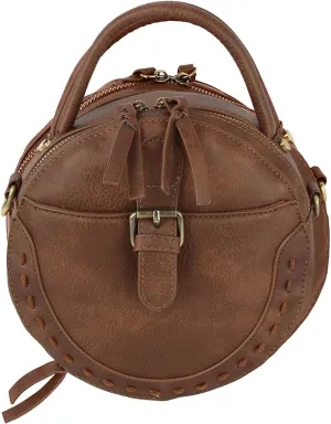 Le Miel Mini Round Tassel Charm Vegan Leather Crossbody Shoulder Sling Bag for Women