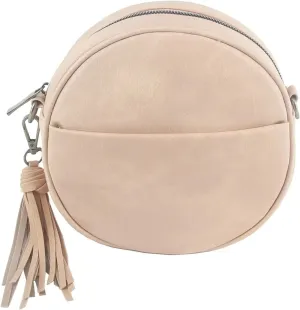 Le Miel Mini Round Tassel Charm Vegan Leather Crossbody Shoulder Sling Bag for Women