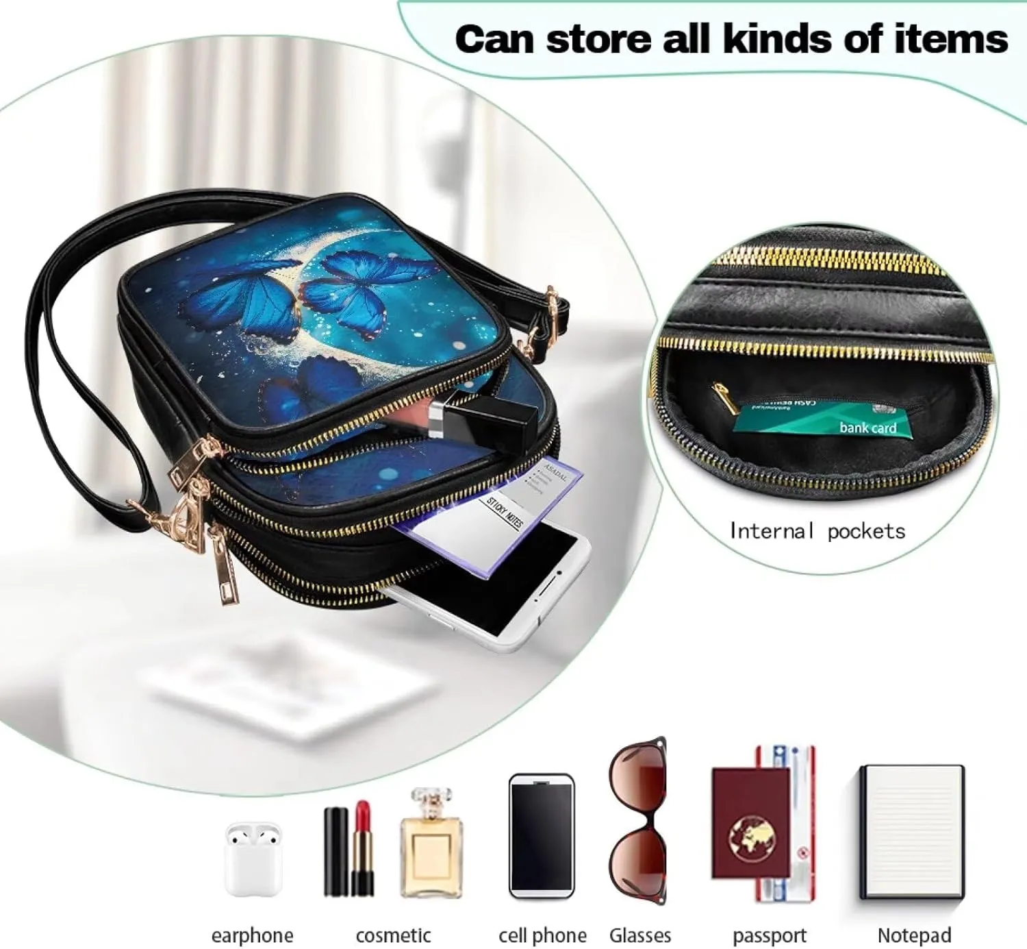 Leather Crossbody Bags for Women Crossbody Cell Phone Purse Wallet Sling Bag Shoulder Strap Lightweight Satchel