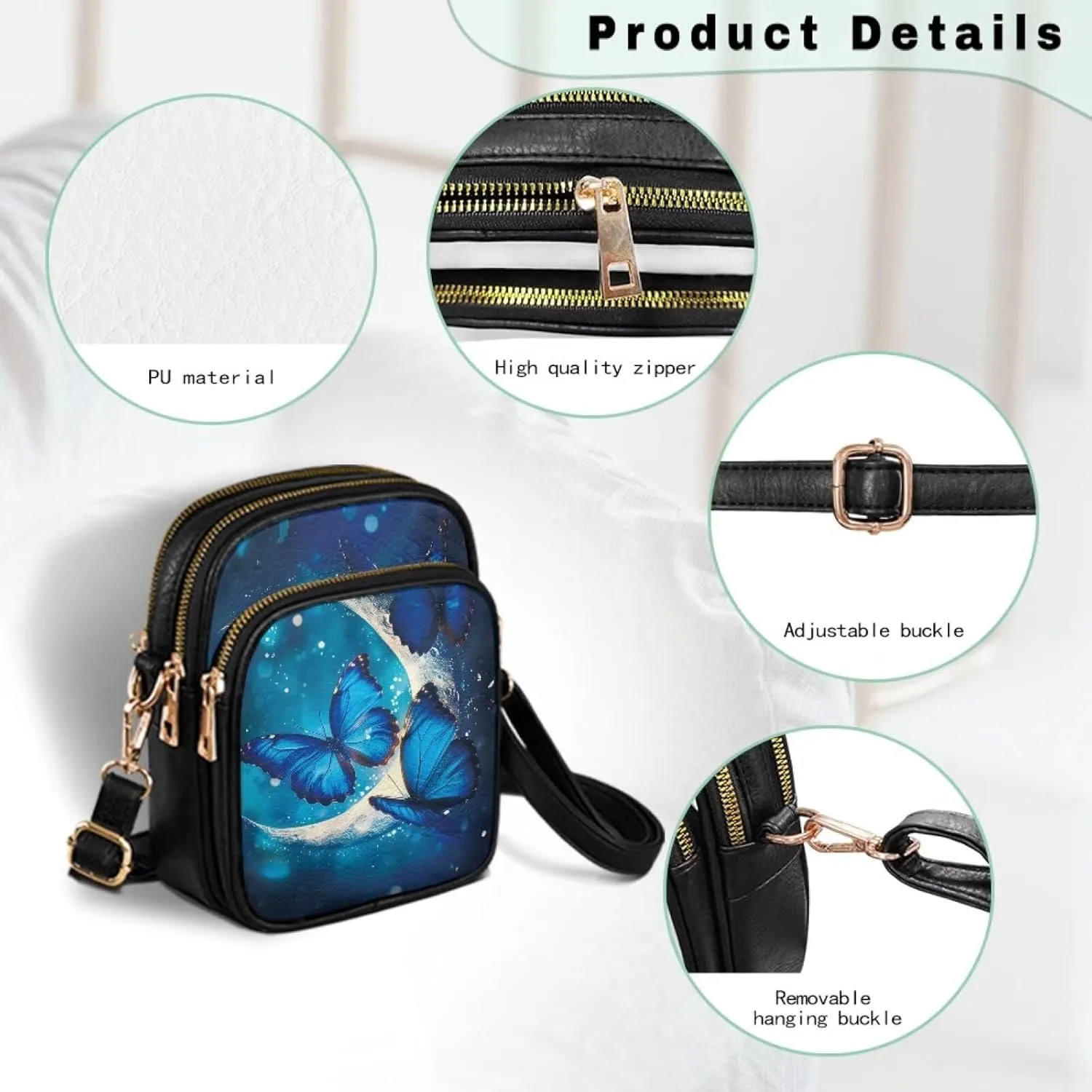 Leather Crossbody Bags for Women Crossbody Cell Phone Purse Wallet Sling Bag Shoulder Strap Lightweight Satchel