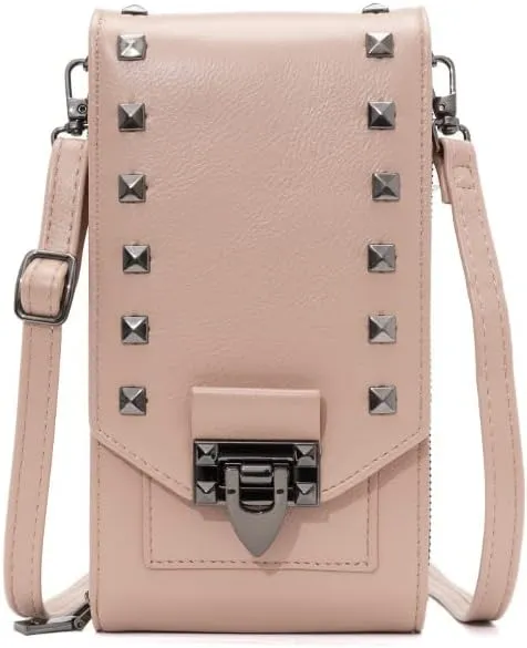 Leather Crossbody Bags for Women, Small Crossbody Phone Bags Cellphone Wallet Purse for Women, Fashion Rivet Bag