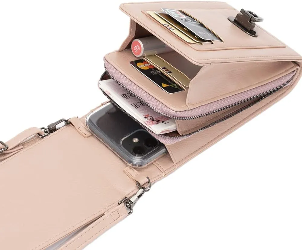 Leather Crossbody Bags for Women, Small Crossbody Phone Bags Cellphone Wallet Purse for Women, Fashion Rivet Bag