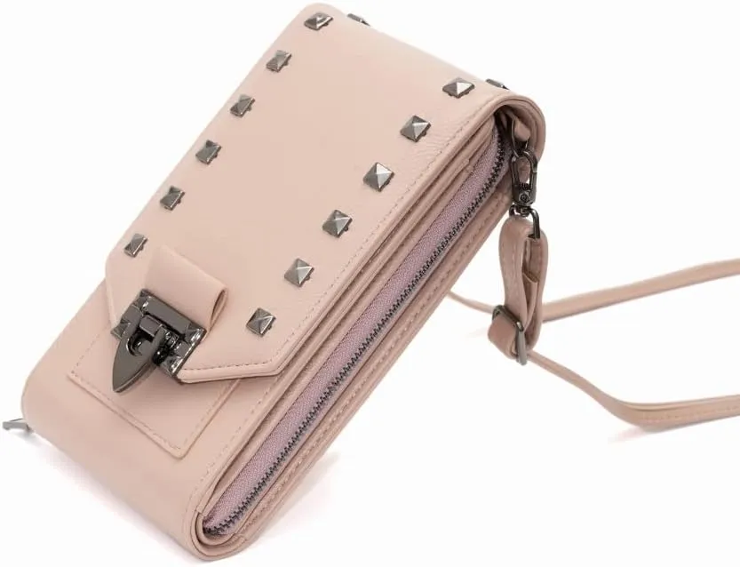 Leather Crossbody Bags for Women, Small Crossbody Phone Bags Cellphone Wallet Purse for Women, Fashion Rivet Bag