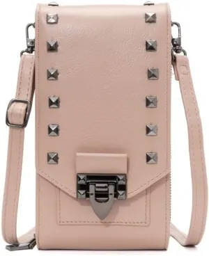 Leather Crossbody Bags for Women, Small Crossbody Phone Bags Cellphone Wallet Purse for Women, Fashion Rivet Bag