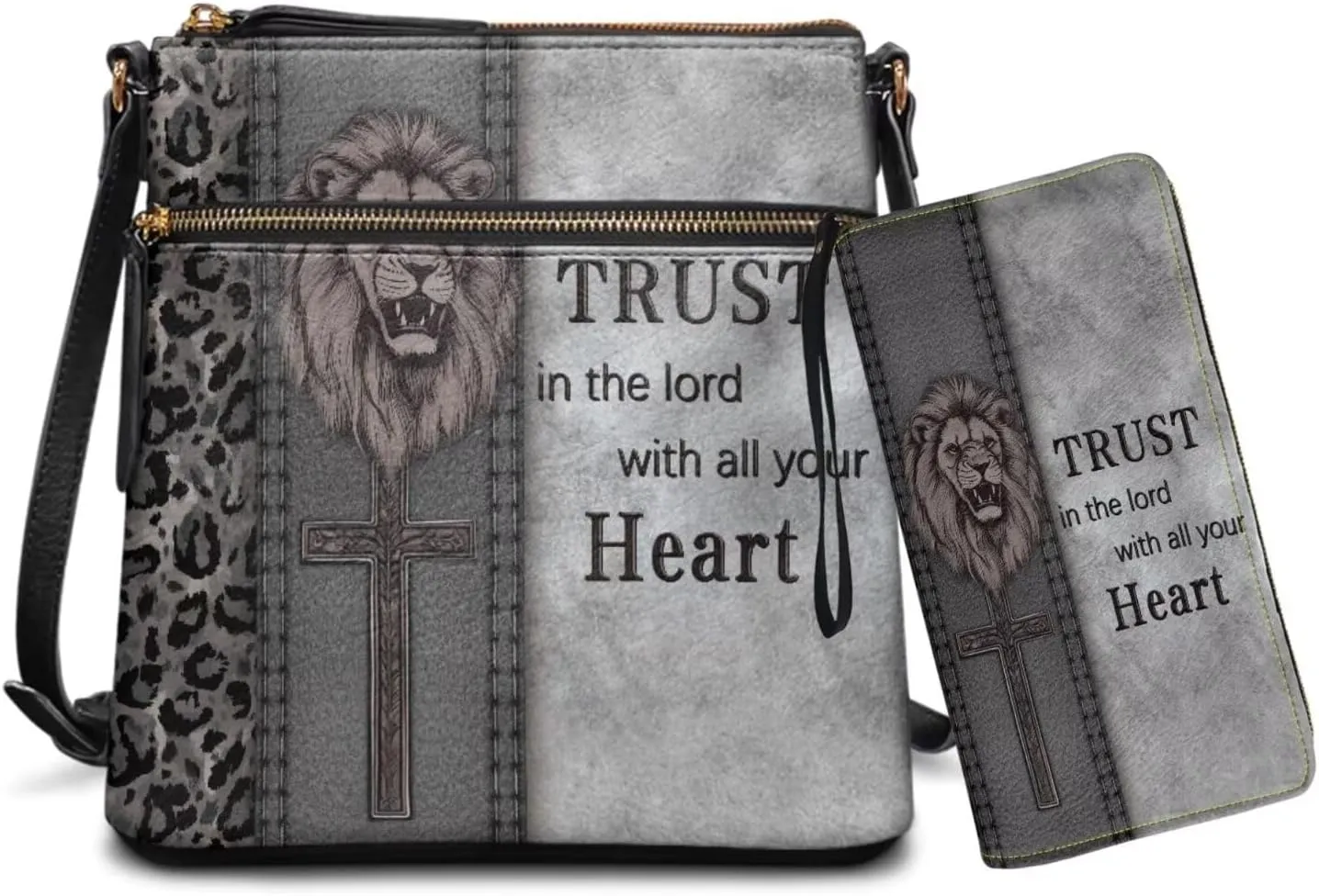 Leather Crossbody Purse Set Multi Pocket Hobo Bag Zipper Satchel Purse with Wristlet Wallet