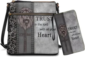 Leather Crossbody Purse Set Multi Pocket Hobo Bag Zipper Satchel Purse with Wristlet Wallet