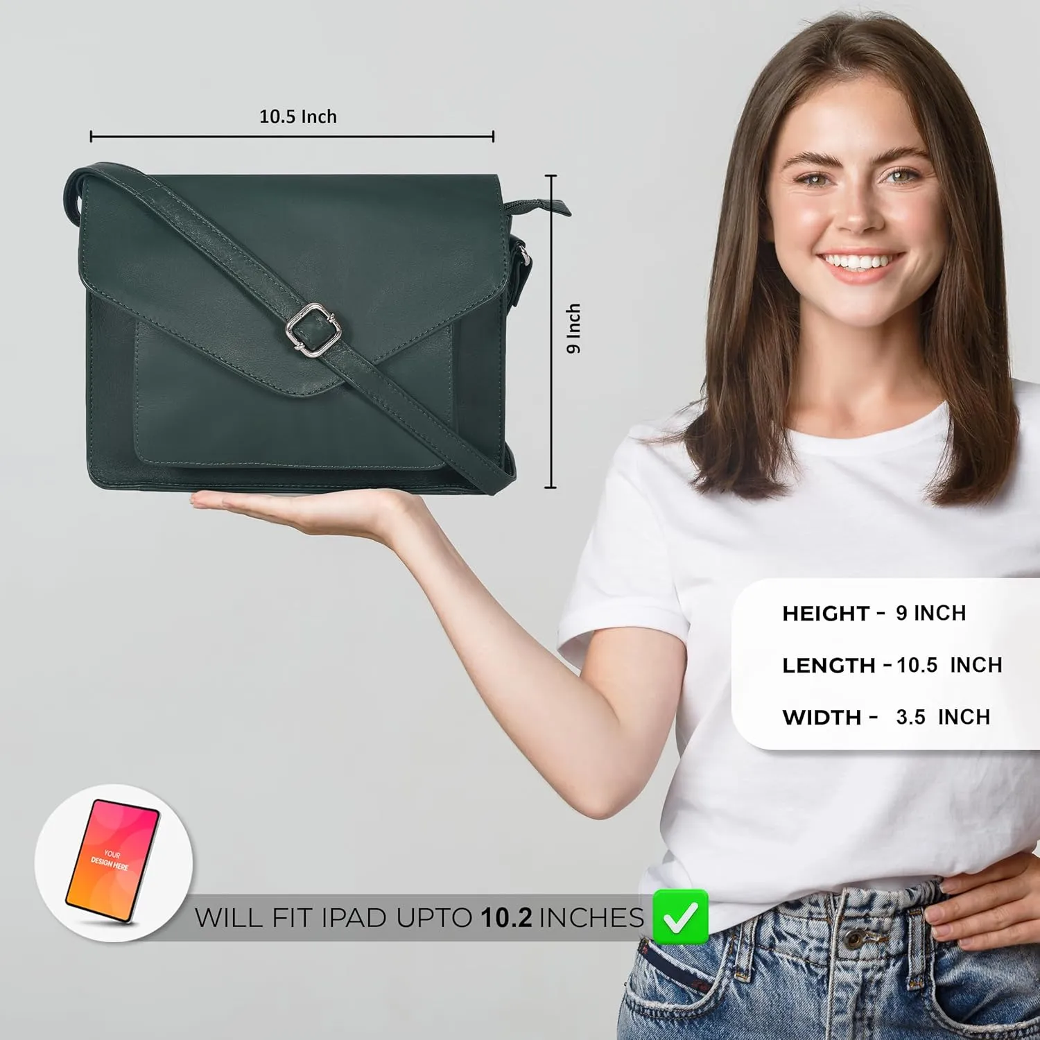 Leather Flapover Crossbody Handbag Purse for Women with Adjustable Strap & Overflap Snap Closure Tote/Bag