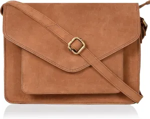 Leather Flapover Crossbody Handbag Purse for Women with Adjustable Strap & Overflap Snap Closure Tote/Bag