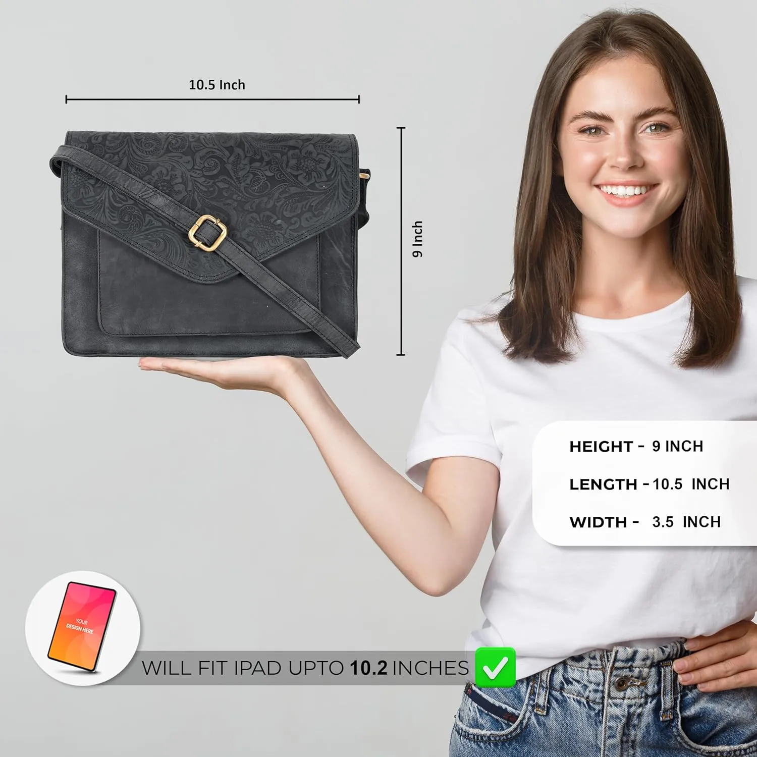 Leather Flapover Crossbody Handbag Purse for Women with Adjustable Strap & Overflap Snap Closure Tote/Bag