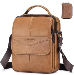 Leather Messenger Bag for Men, Crossbody Bags Mens Purse Handbag with Leather Credit Card Holder Travel Bags