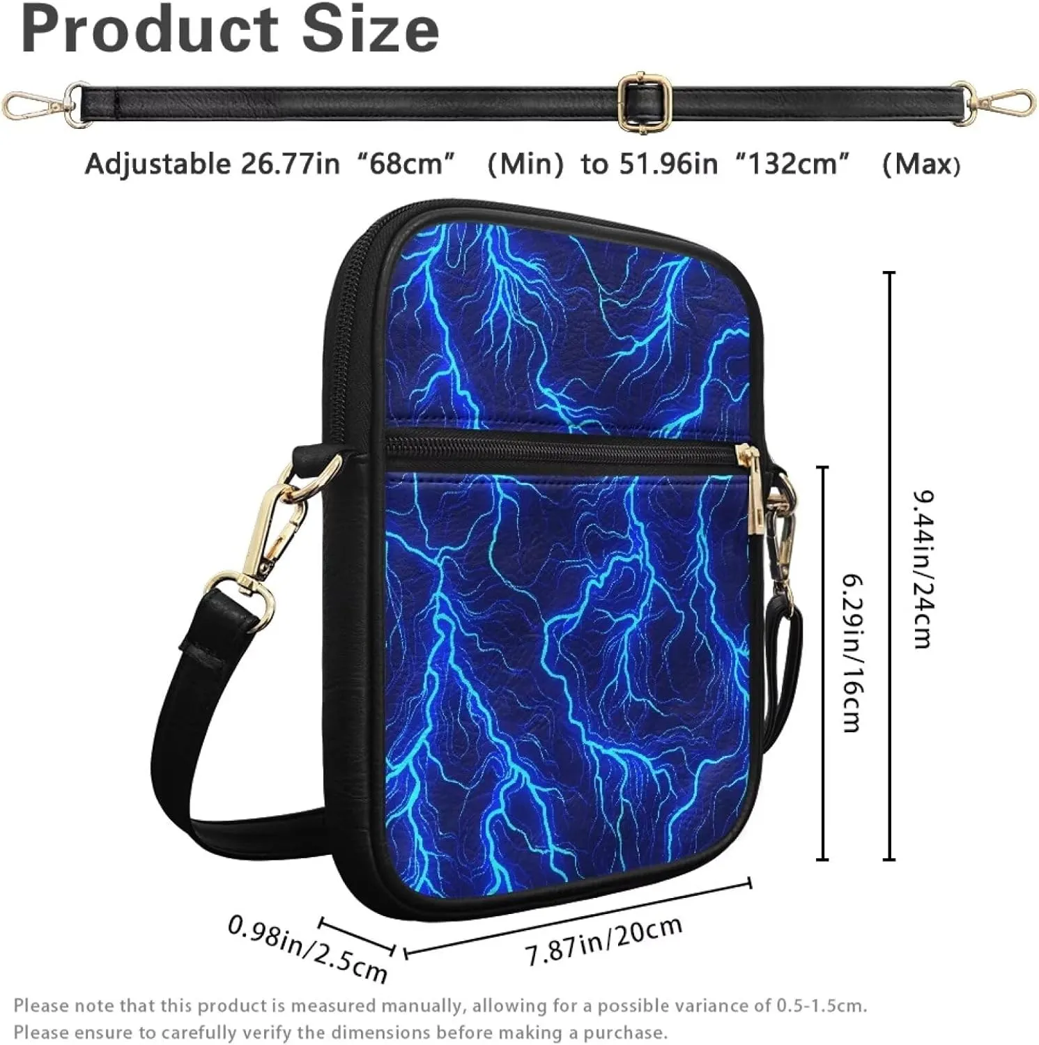 Leather Messenger Bag for Women Crossbody Cell Phone Purse Small Shoulder Pouch for Outdoor 9.5 inch