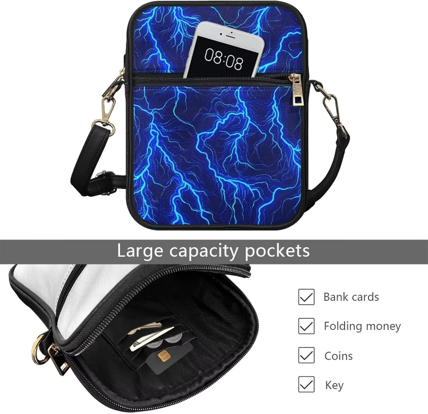 Leather Messenger Bag for Women Crossbody Cell Phone Purse Small Shoulder Pouch for Outdoor 9.5 inch