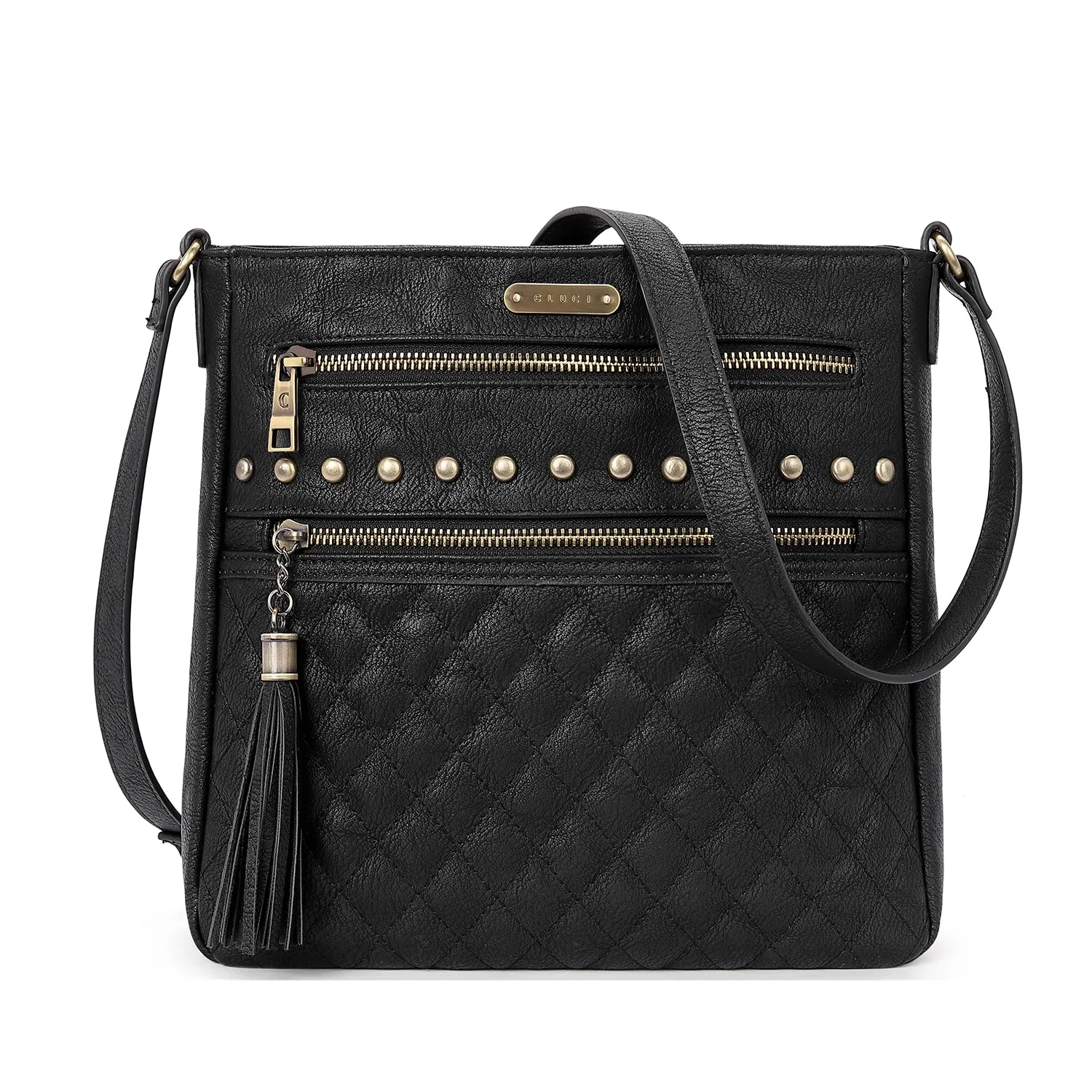 Leather Messenger Tassel Bag Multiple Pockets
