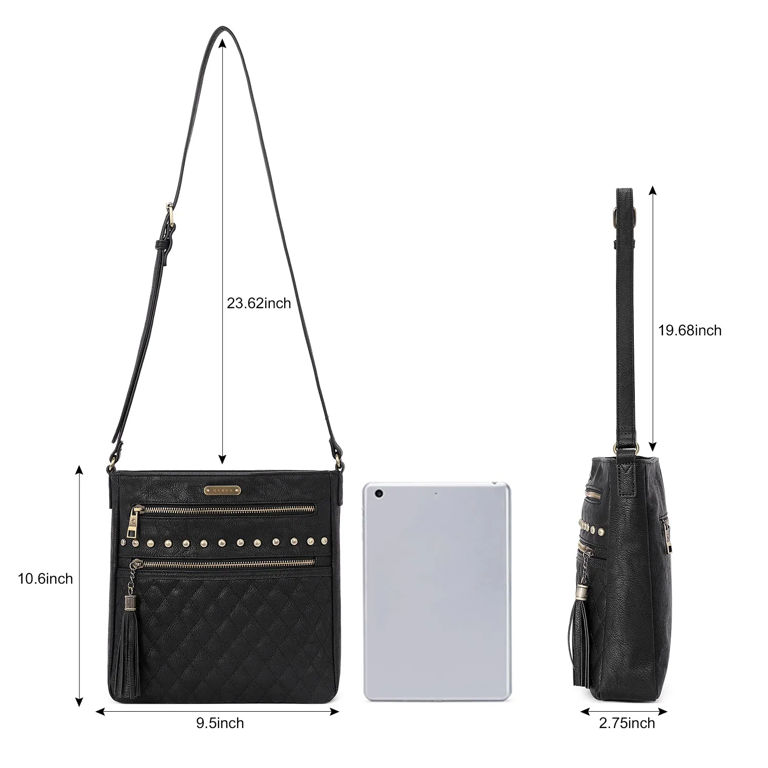 Leather Messenger Tassel Bag Multiple Pockets