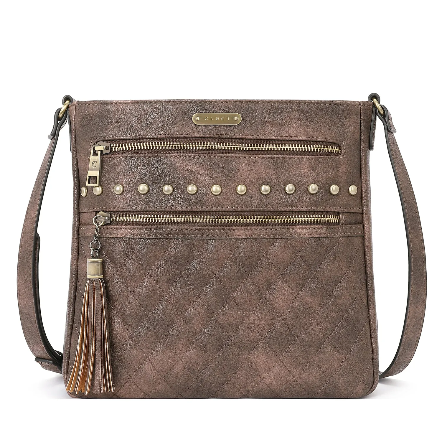Leather Messenger Tassel Bag Multiple Pockets