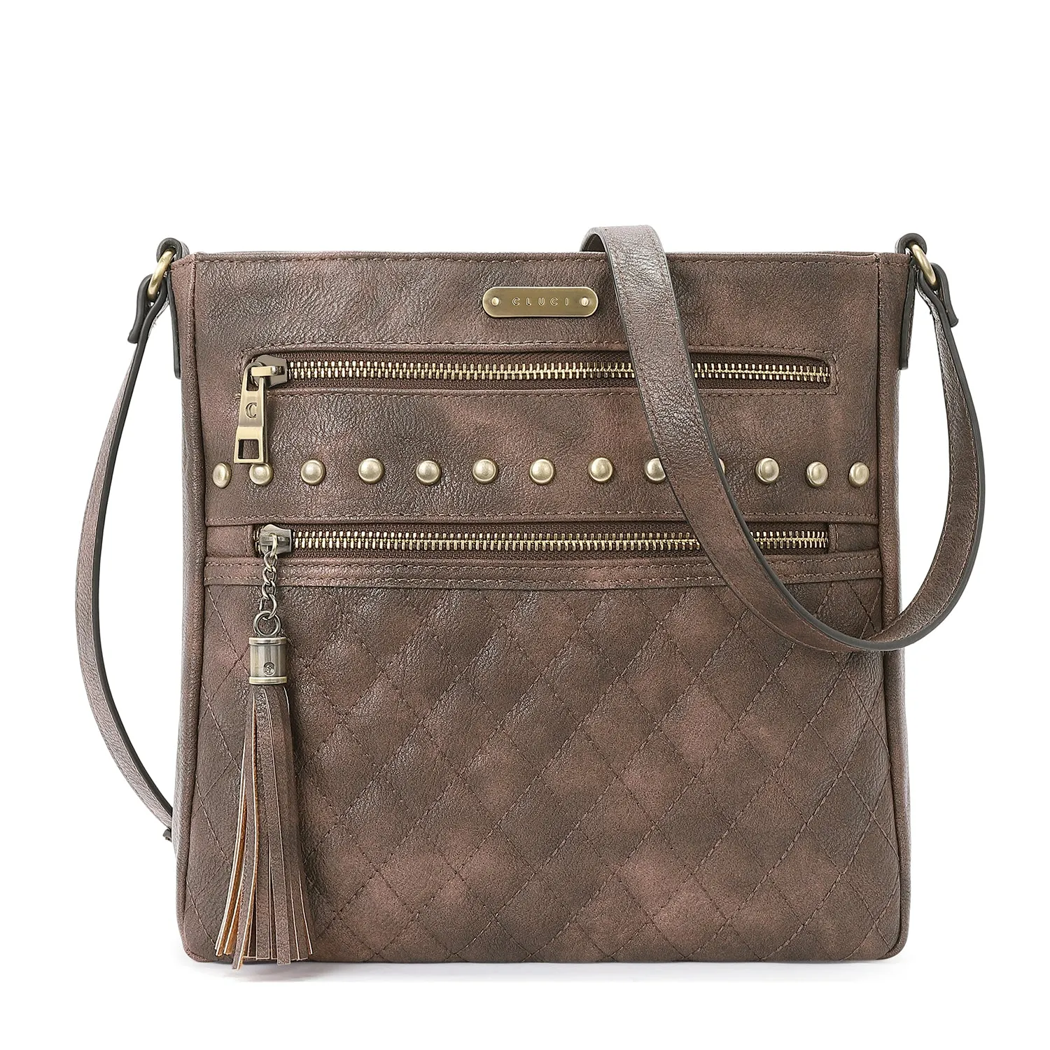 Leather Messenger Tassel Bag Multiple Pockets