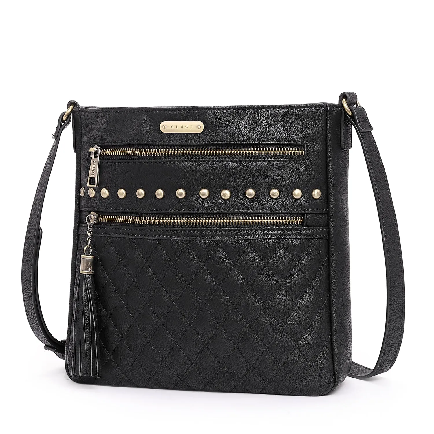 Leather Messenger Tassel Bag Multiple Pockets