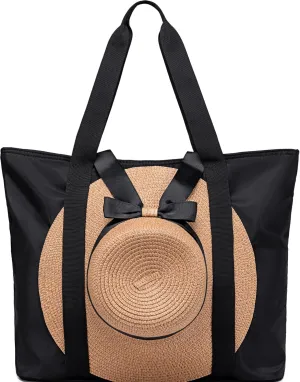 LEDAOU Beach Bags for Women, Beach Bags Waterproof Sandproof, Packable Beach Tote Bag with Zipper Travel Sports