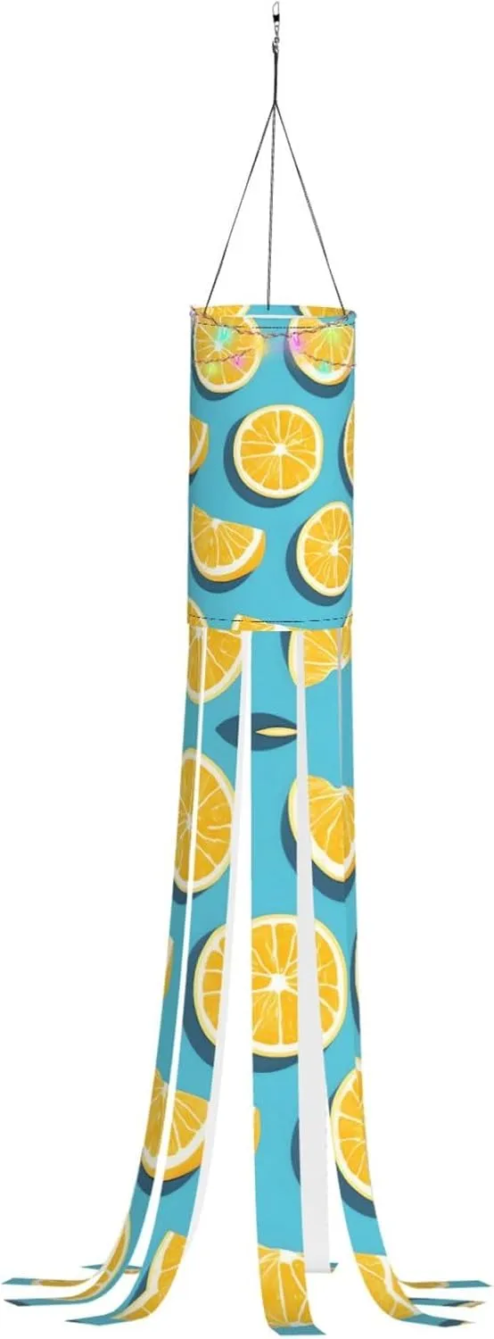 Lemon Wedges Halloween Tassel Wind Tube Flag bar Party Decoration, Halloween Atmosphere Outdoor Hanging Decoration Garden