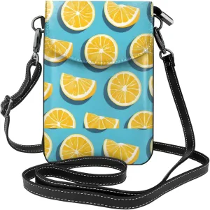 Lemon Wedges Women'S With Tassel Small Crossbody Leather Cell Phone Bag Purse For Walking Camping Shopping Dating