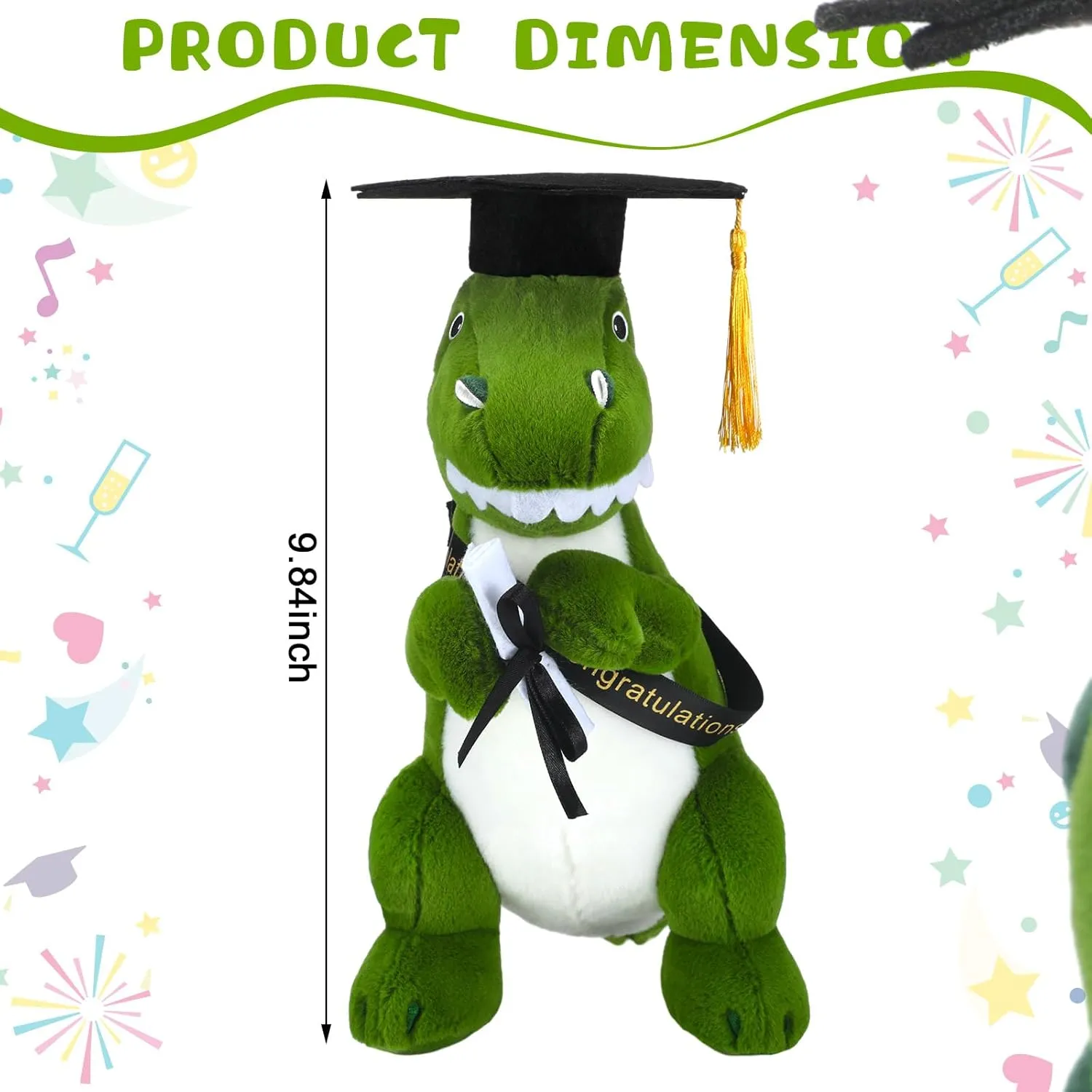 Lenwen Graduation Dinosaurs Plush Stuffed Animal Toy for Kids Stuffed Dinosaurs with Graduation Cap Diploma Sash for Class of 2025 Congrats Grad Party Gift Decor