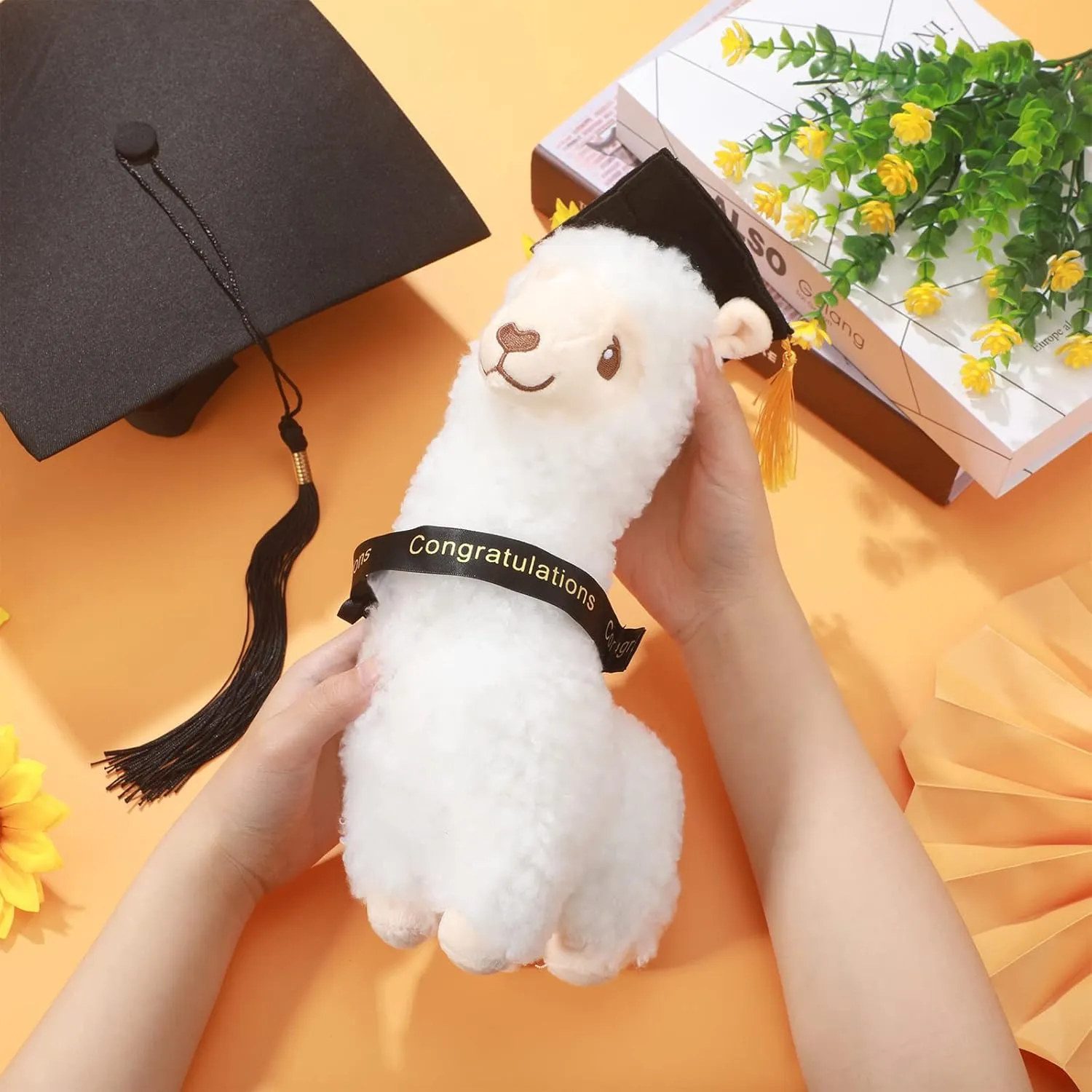 Lenwen Graduation Llama Plush Stuffed Animal Toy for Kids Stuffed Llama with Graduation Cap Diploma Sash for Class of 2025 Congrats Grad Party Gift Decor