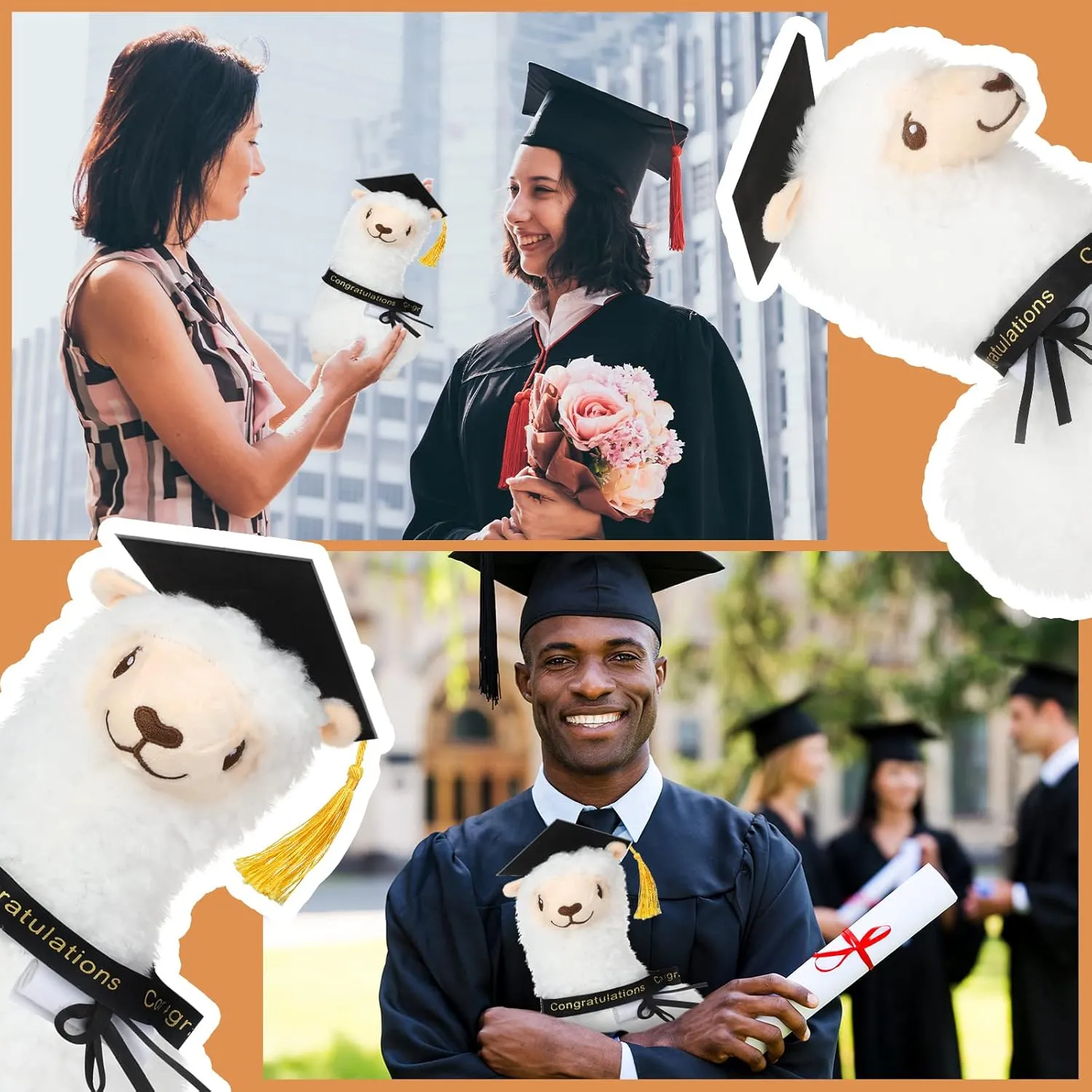 Lenwen Graduation Llama Plush Stuffed Animal Toy for Kids Stuffed Llama with Graduation Cap Diploma Sash for Class of 2025 Congrats Grad Party Gift Decor