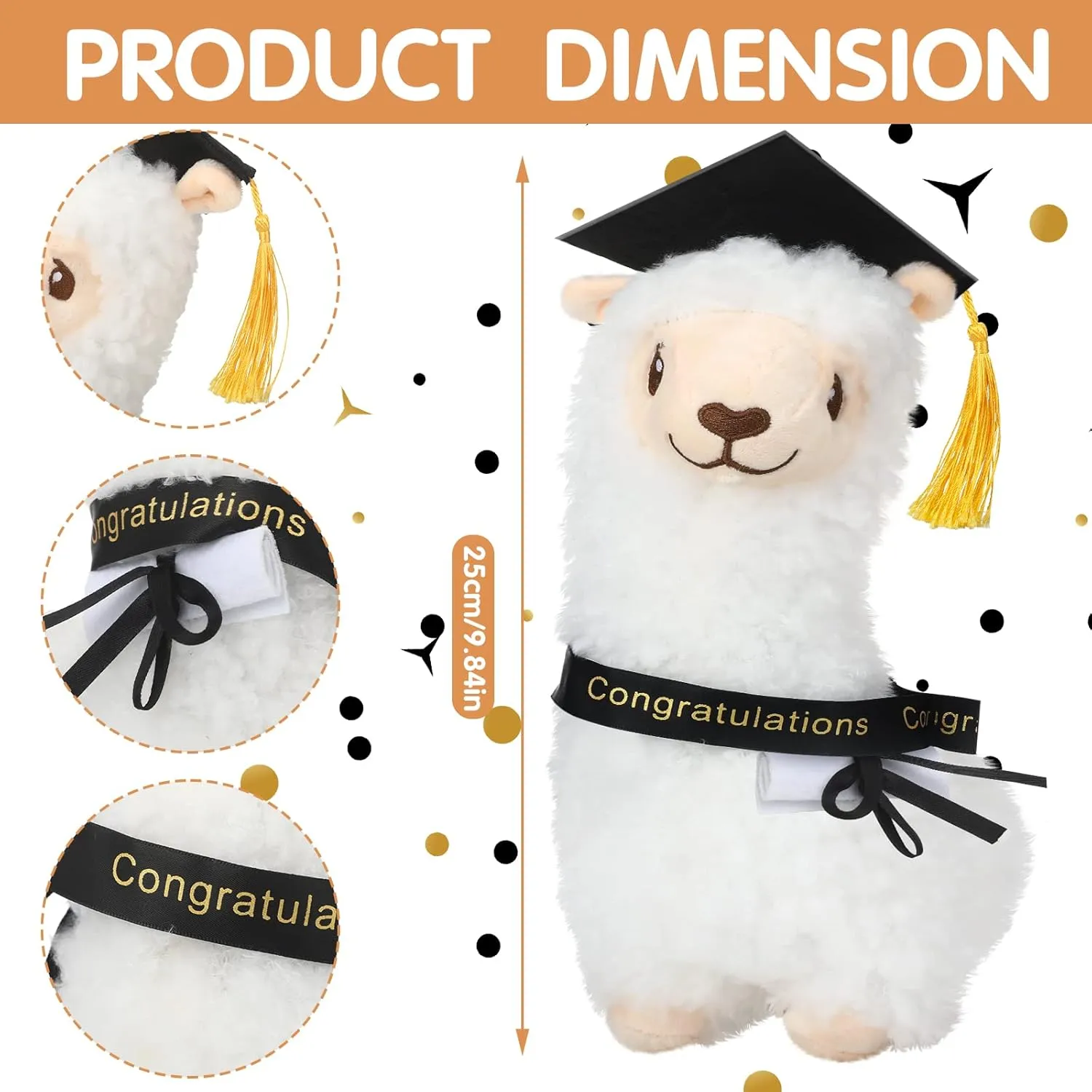 Lenwen Graduation Llama Plush Stuffed Animal Toy for Kids Stuffed Llama with Graduation Cap Diploma Sash for Class of 2025 Congrats Grad Party Gift Decor